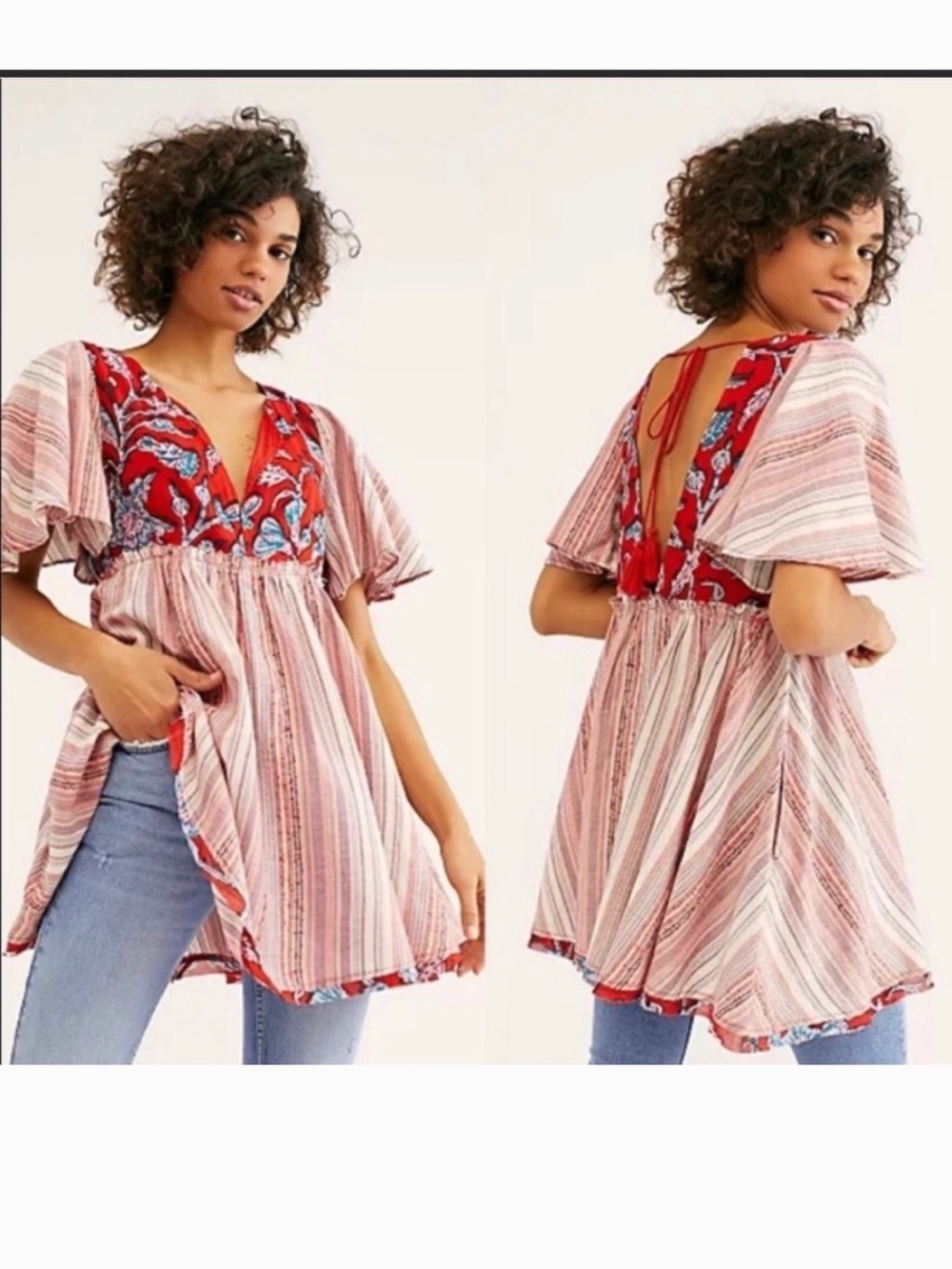 Free people Boho chic Under the Sun Tunic Top XS festival beach hippie western